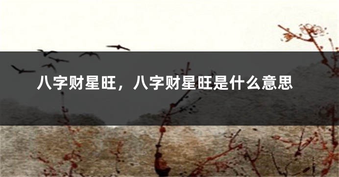 八字财星旺，八字财星旺是什么意思