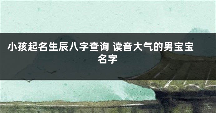 小孩起名生辰八字查询 读音大气的男宝宝名字