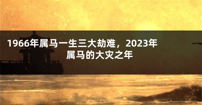 1966年属马一生三大劫难，2023年属马的大灾之年