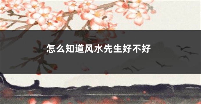怎么知道风水先生好不好