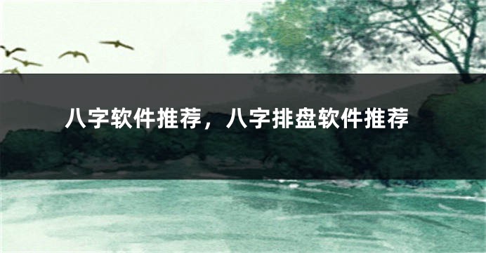 八字软件推荐，八字排盘软件推荐
