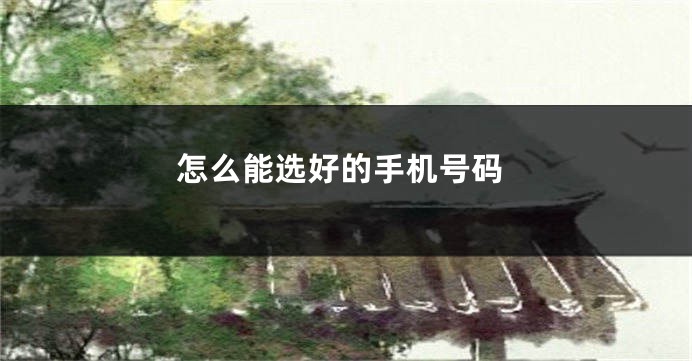怎么能选好的手机号码