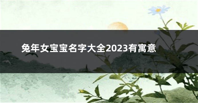 兔年女宝宝名字大全2023有寓意