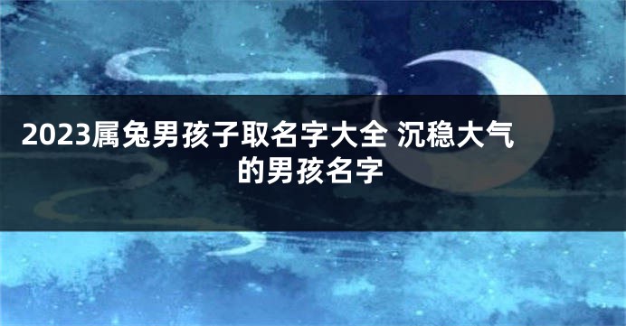 2023属兔男孩子取名字大全 沉稳大气的男孩名字