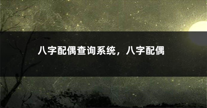 八字配偶查询系统，八字配偶