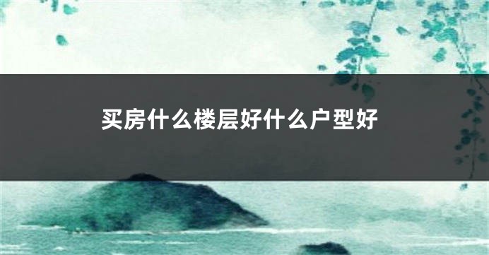 买房什么楼层好什么户型好