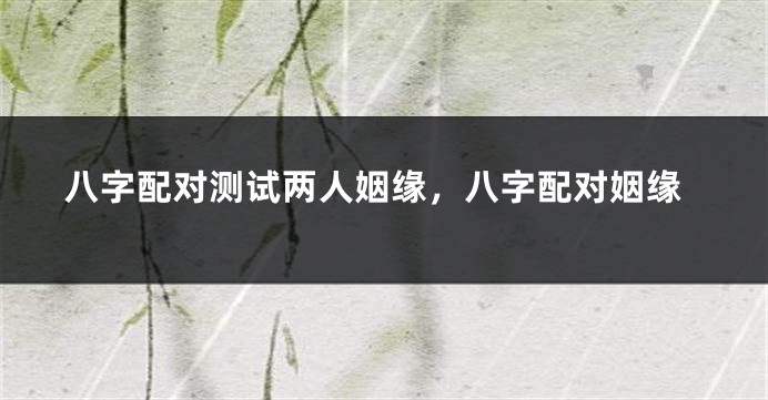 八字配对测试两人姻缘，八字配对姻缘