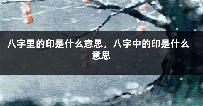 八字里的印是什么意思，八字中的印是什么意思