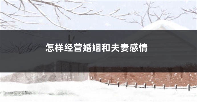 怎样经营婚姻和夫妻感情