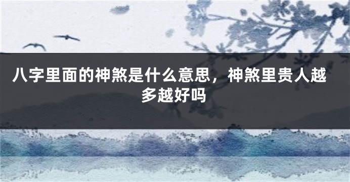 八字里面的神煞是什么意思，神煞里贵人越多越好吗