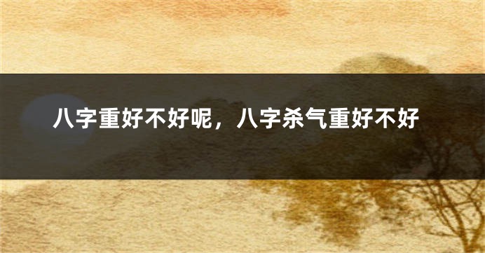 八字重好不好呢，八字杀气重好不好