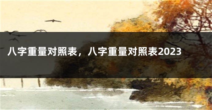 八字重量对照表，八字重量对照表2023