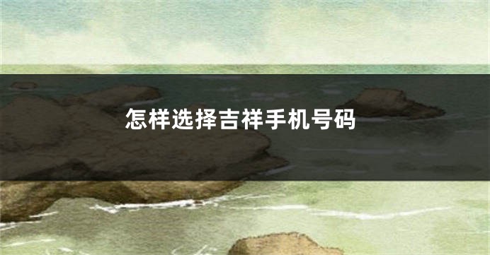 怎样选择吉祥手机号码