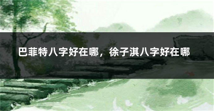 巴菲特八字好在哪，徐子淇八字好在哪
