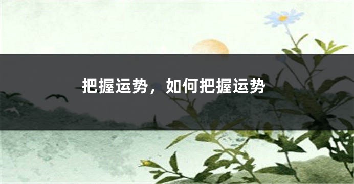 把握运势，如何把握运势