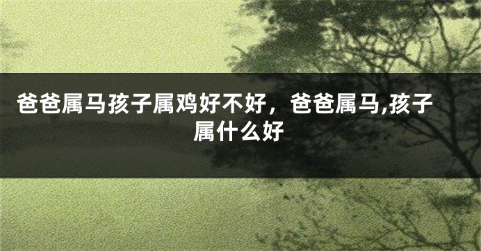 爸爸属马孩子属鸡好不好，爸爸属马,孩子属什么好