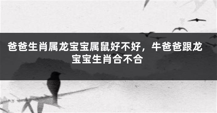 爸爸生肖属龙宝宝属鼠好不好，牛爸爸跟龙宝宝生肖合不合