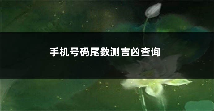 手机号码尾数测吉凶查询