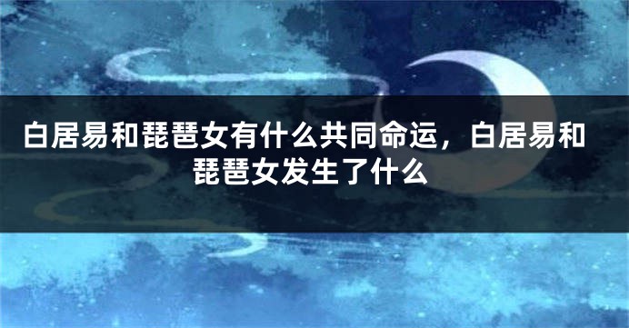 白居易和琵琶女有什么共同命运，白居易和琵琶女发生了什么