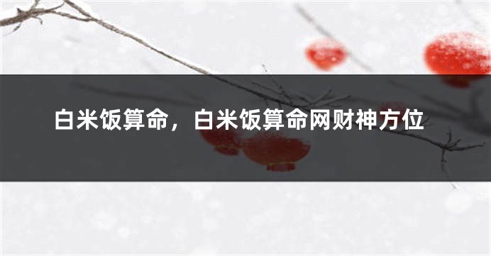 白米饭算命，白米饭算命网财神方位