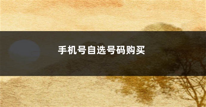 手机号自选号码购买