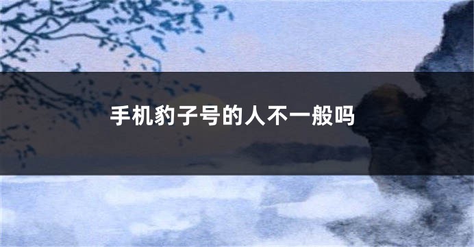 手机豹子号的人不一般吗