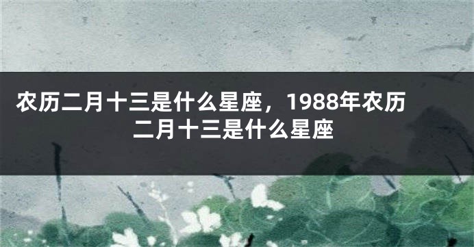 农历二月十三是什么星座，1988年农历二月十三是什么星座