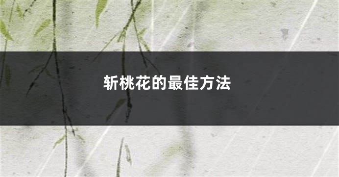 斩桃花的最佳方法