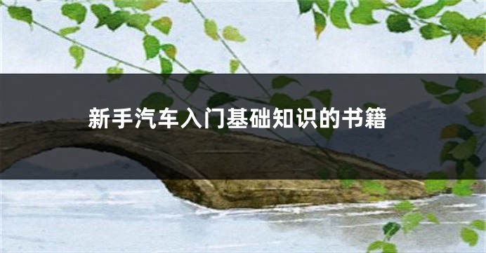 新手汽车入门基础知识的书籍