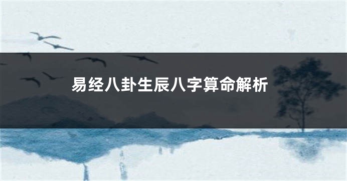 易经八卦生辰八字算命解析