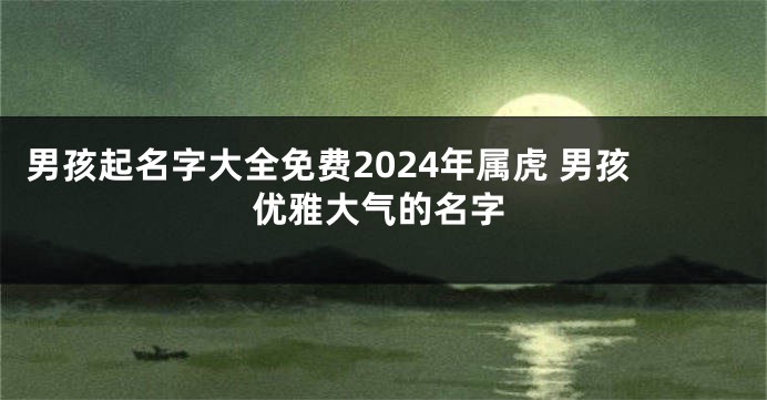 男孩起名字大全免费2024年属虎 男孩优雅大气的名字