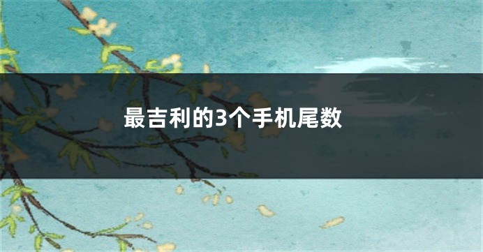 最吉利的3个手机尾数