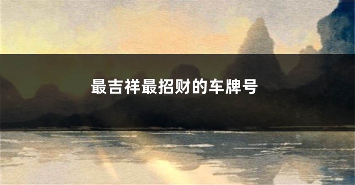 最吉祥最招财的车牌号