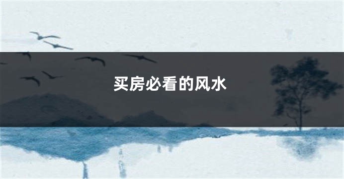买房必看的风水