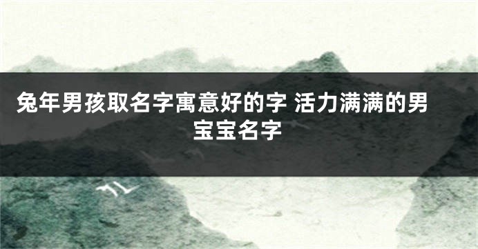 兔年男孩取名字寓意好的字 活力满满的男宝宝名字