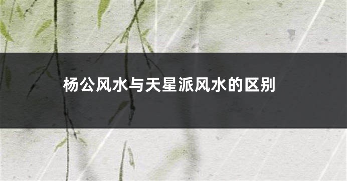 杨公风水与天星派风水的区别