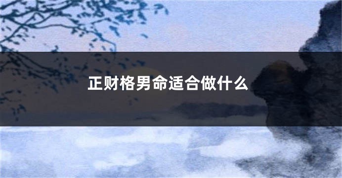 正财格男命适合做什么