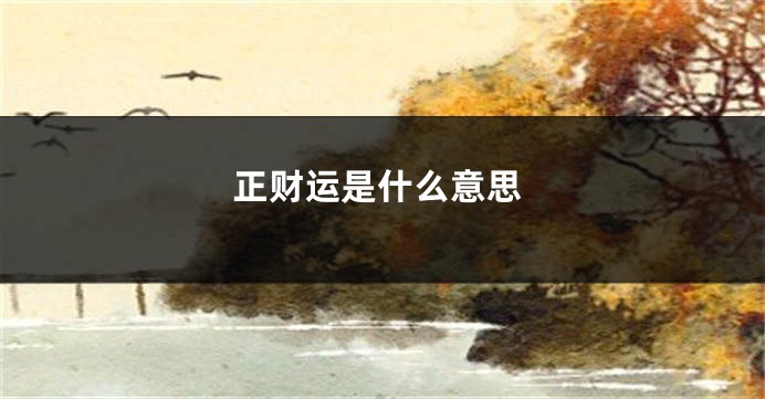 正财运是什么意思