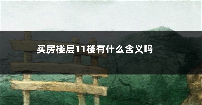 买房楼层11楼有什么含义吗