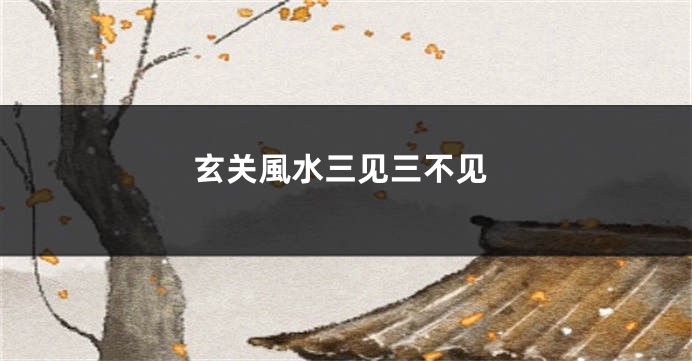 玄关風水三见三不见