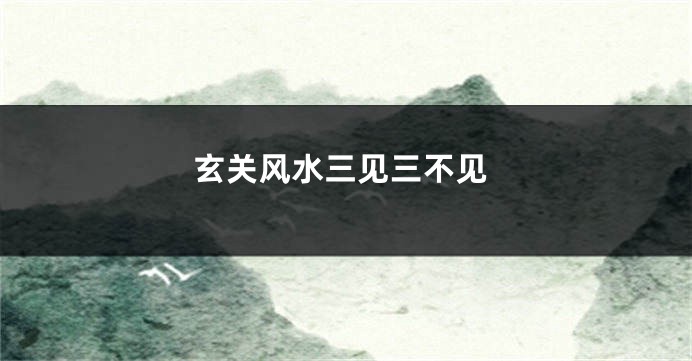 玄关风水三见三不见