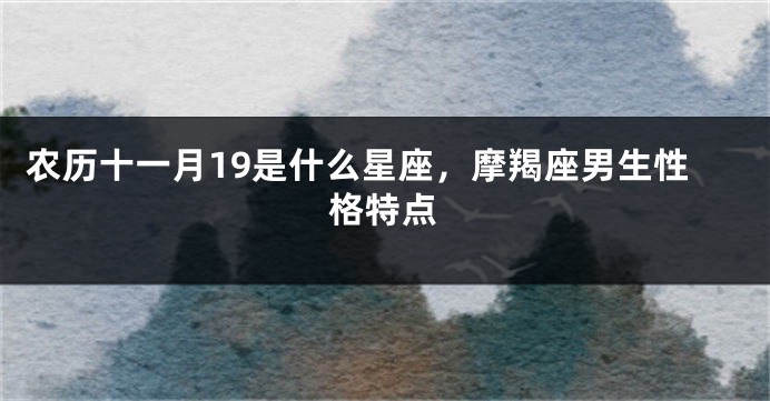 农历十一月19是什么星座，摩羯座男生性格特点