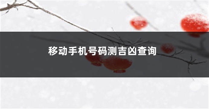 移动手机号码测吉凶查询