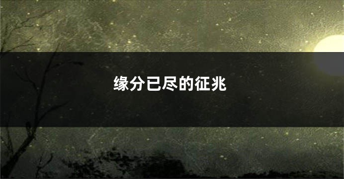 缘分已尽的征兆