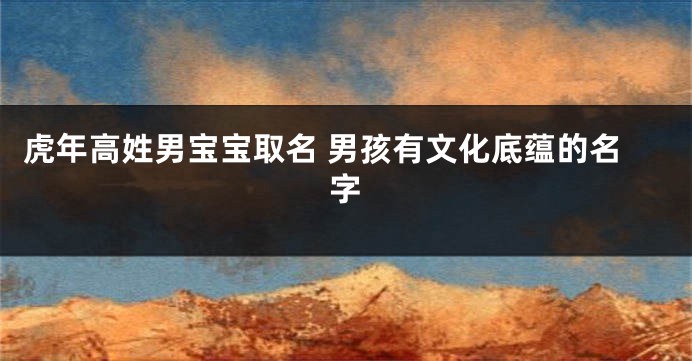 虎年高姓男宝宝取名 男孩有文化底蕴的名字