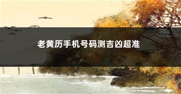 老黄历手机号码测吉凶超准