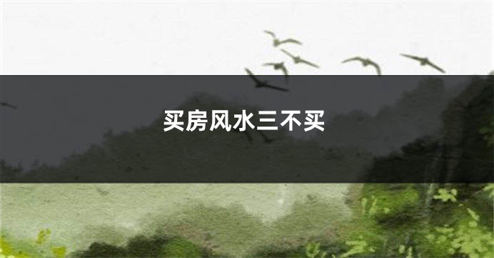 买房风水三不买