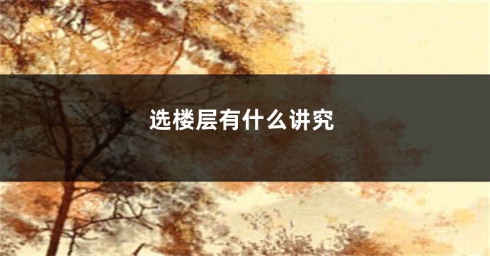 选楼层有什么讲究