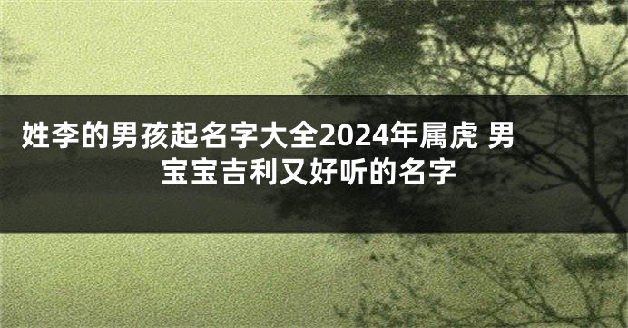 姓李的男孩起名字大全2024年属虎 男宝宝吉利又好听的名字