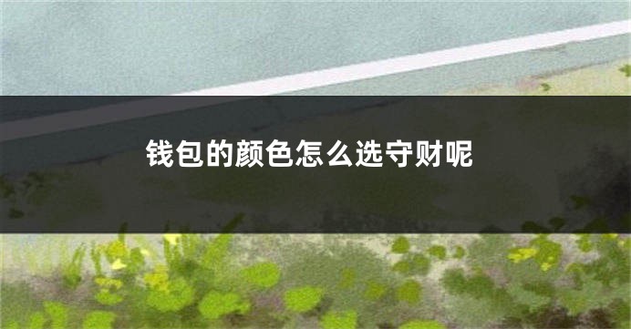钱包的颜色怎么选守财呢